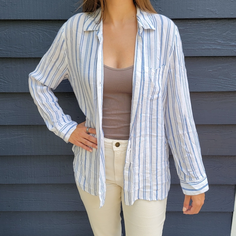 Long-sleeved, button-down shirt, mixed pattern,  Sz M by Tribal Jeans